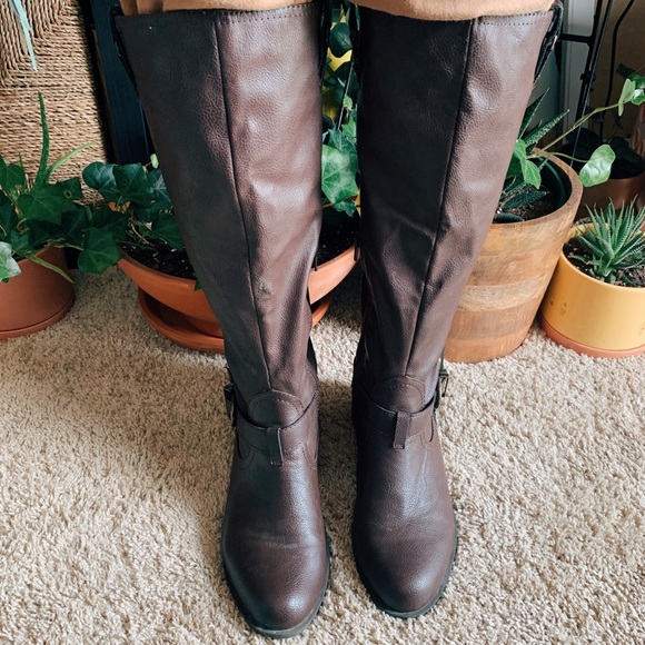 Rampage Brown Knee-High Boots - Picture 2 of 11